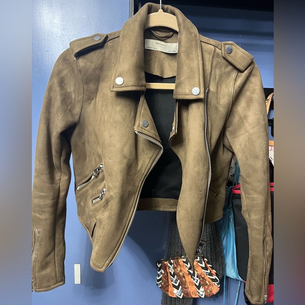 ZARA Brown Faux Leather Jacket